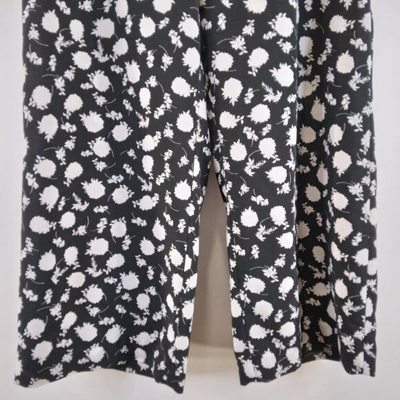 Vince Camuto Black and White Floral Wide Leg Pant Size 14 - Picture 5 of 12